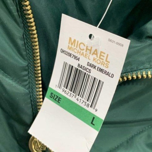 Michael Michael Kors Dark Emerald Green Puffer Vest Size L NWT - Picture 3 of 8